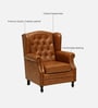 Miceli Leather Wing Chair With Pouffe In Tan Finish