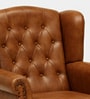 Miceli Leather Wing Chair With Pouffe In Tan Finish