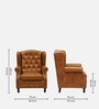 Miceli Leather Wing Chair With Pouffe In Tan Finish