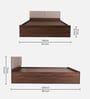 Michi Queen Size Upholstered Bed In Walnut Colour With Box Storage