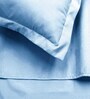 Blue Solid 220 TC Microfiber 1 Double Queen Size Bedsheet with 2 Pillow Covers