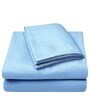Blue Solid 220 TC Microfiber 1 Double Queen Size Bedsheet with 2 Pillow Covers