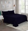 Blue Solid 220 TC Microfiber Queen Sized Bed Sheets with 2 Pillow Covers