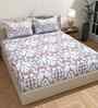 Microfiber Damask Fitted Bedsheet with 2 Pillow Covers -Ivory, 72x78+10 Inch