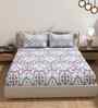 Microfiber Damask Fitted Bedsheet with 2 Pillow Covers -Ivory, 72x78+10 Inch