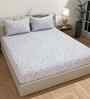 Microfiber Floral Fitted Bedsheet with 2 Pillow Covers -White, 72x78+10 Inch