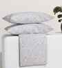Microfiber Floral Fitted Bedsheet with 2 Pillow Covers -White, 72x78+10 Inch