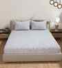 Microfiber Floral Fitted Bedsheet with 2 Pillow Covers -White, 72x78+10 Inch