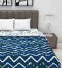 Blue Abstract Polyester 120 GSM Double Bed Reversible Dohar