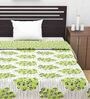 Green Floral Polyester 120 GSM Single Bed Reversible Dohar