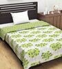 Green Floral Polyester 120 GSM Single Bed Reversible Dohar