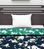 Microfiber Reversible 120 GSM Floral Print Navy Blue and Green Single Bed AC Dohar Quilt Blanket