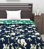 Microfiber Reversible 120 GSM Floral Print Navy Blue and Green Single Bed AC Dohar Quilt Blanket