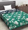 Microfiber Reversible 120 GSM Floral Print Navy Blue and Green Single Bed AC Dohar Quilt Blanket