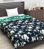 Microfiber Reversible 120 GSM Floral Print Navy Blue and Green Single Bed AC Dohar Quilt Blanket