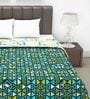 Microfiber Reversible 120 GSM Geometric Print Green and Yellow Double Bed AC Dohar Quilt Blanket