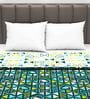Microfiber Reversible 120 GSM Geometric Print Green and Yellow Double Bed AC Dohar Quilt Blanket