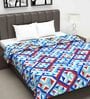 Microfiber Reversible 120 GSM Geometric Print Sky Blue and Orange Double Bed AC Dohar Quilt Blanket