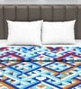 Microfiber Reversible 120 GSM Geometric Print Sky Blue and Orange Double Bed AC Dohar Quilt Blanket