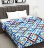 Microfiber Reversible 120 GSM Geometric Print Sky Blue and Orange Double Bed AC Dohar Quilt Blanket