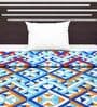 Blue Geometric Polyester 120 GSM Single Bed Dohar