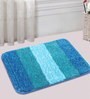Green and Blue Geometric Microfibre 20x14 Inches AntiSkid Bath Mat (Set of 2)
