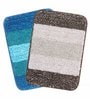 Multicolor Geometric Microfibre 20x14 Inches AntiSkid Bath Mats (Set of 2)