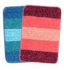 Pink Geometric Microfibre 20x14 Inches AntiSkid Bath Mat (Set of 2)