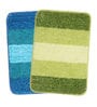 Green and Blue Geometric Microfibre 20x14 Inches AntiSkid Bath Mat (Set of 2)