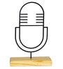 Microphone Iron & Wood Figurine