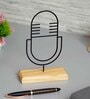 Microphone Iron & Wood Figurine