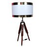 Irene White Vinyl Shade Night Lamp With Teak wood Base