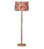 Mid Century Modern Floor Lamp, Hand-turned Wood, Fabric Lampshade