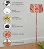 Mid Century Modern Floor Lamp, Hand-turned Wood, Fabric Lampshade