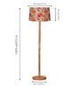 Mid Century Modern Floor Lamp, Hand-turned Wood, Fabric Lampshade