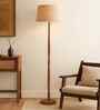 Mid Century Modern Floor Lamp, Hand-turned Wood Jute