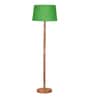 Mid Century Modern Floor Lamp Wooden Stand with Fabric Lampshade Green