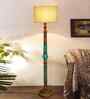 Off-White Mid Century Modern Floor Lamp,Hand Turned Floor Lamp Wood