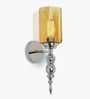 Mid-Century Modern and Glass Wall Light, Amber Glass
