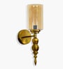 Mid-Century Modern and Glass Wall Light, Amber Glass