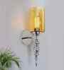 Mid-Century Modern and Glass Wall Light, Amber Glass