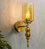 Mid-Century Modern and Glass Wall Light, Amber Glass