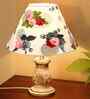 Mid Century Single Table Lamp, Whitewash Finish with Rose Cone Shade