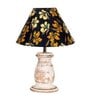 Mid Century Single Table Lamp with White-Wash Finish and Iris Cone Shade