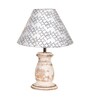 Mid Century Single Table Lamp with Whitewash Finish and Star Cone Shade