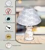 Mid Century Single Table Lamp with Whitewash Finish and Star Cone Shade