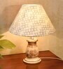 Mid Century Single Table Lamp with Whitewash Finish and Star Cone Shade