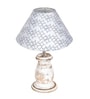 Mid Century Single Table Lamp with Whitewash Finish and Star Cone Shade