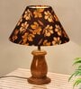 Mid Century Single Table Lamp with Walnut Finish and Iris Cone Shade