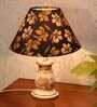 Mid Century Single Table Lamp with White-Wash Finish and Iris Cone Shade